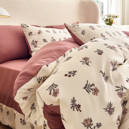 富之航家纺 2024新款提花泡泡棉四件套 晨晓