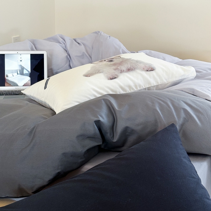 91家纺网 家纺一手货源 找家纺 艾沁家纺 2024新款40支全棉渐变色混搭四件套 渐变灰