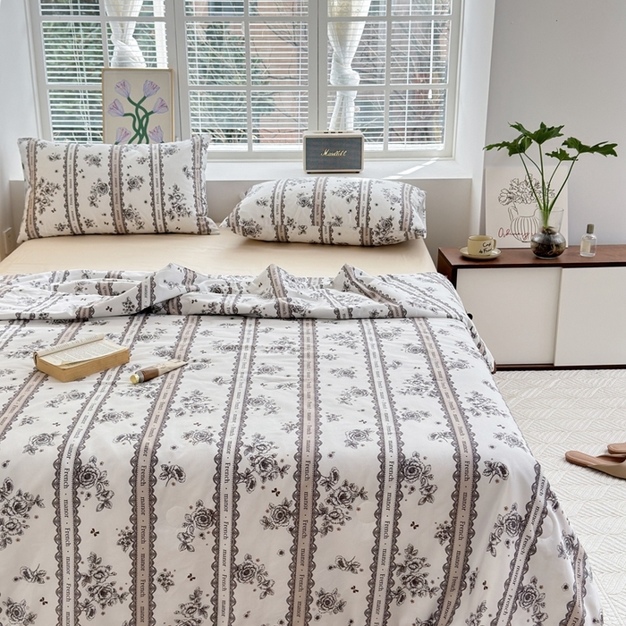 91家纺网 家纺一手货源 找家纺 星期八 2024新款全棉夏被四件套 黑茶