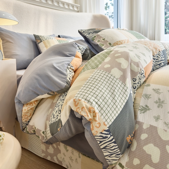 91家纺网 家纺一手货源 找家纺 富之航家纺 2024新款提花泡泡棉四件套 柏拉图