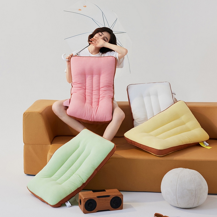 91家纺网 家纺一手货源 找家纺 安莱生活 2024新款5A抗菌早餐派创意系列枕芯-低枕-饼干枕 红色48*74cm一只