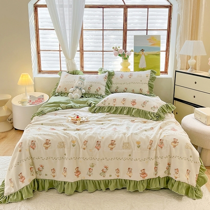 慕梵 2024新款泡泡棉夏被四件套 小熊乐园