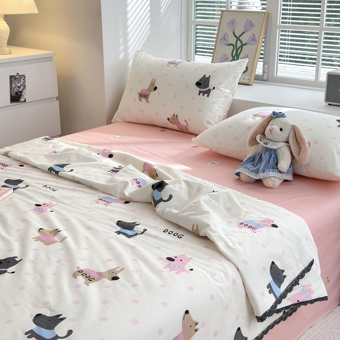 91家纺网 家纺一手货源 找家纺 星期八 2024新款全棉夏被四件套 旺仔