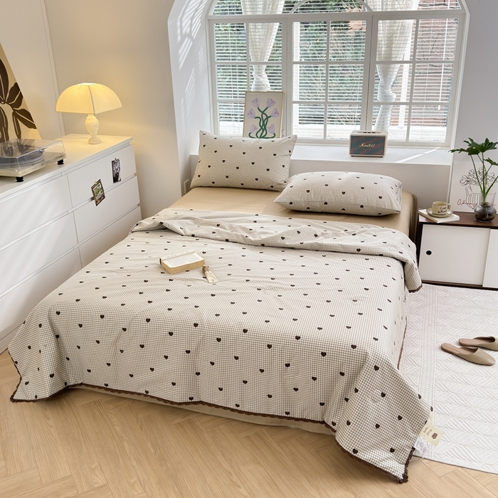 91家纺网 家纺一手货源 找家纺 星期八 2024新款全棉夏被四件套 甜心