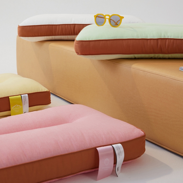 91家纺网 家纺一手货源 找家纺 安莱生活 2024新款5A抗菌早餐派创意系列枕芯-中枕-吐司枕 红色48*74cm一只