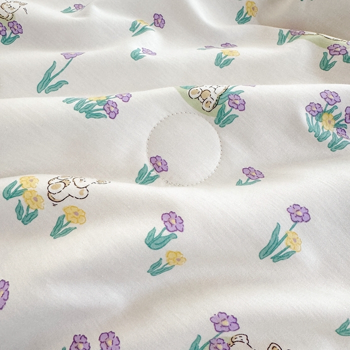 91家纺网 家纺一手货源 找家纺 星期八 2024新款全棉夏被四件套 花园兔