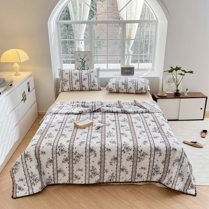 星期八 2024新款全棉夏被四件套 黑茶