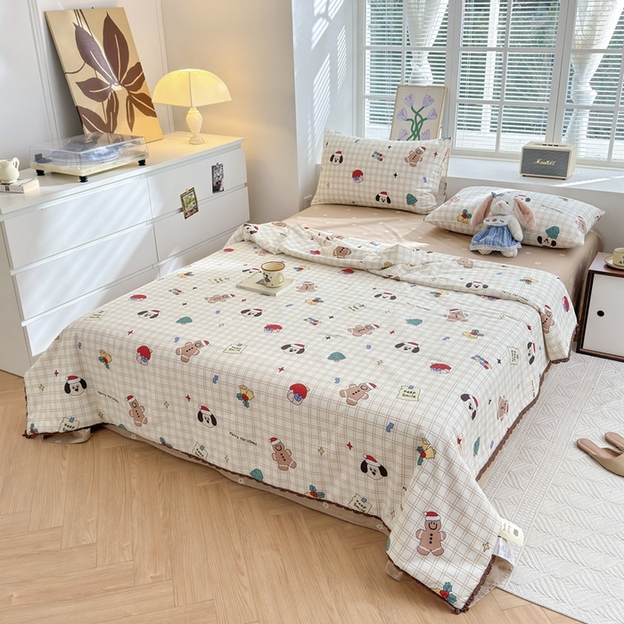 91家纺网 家纺一手货源 找家纺 星期八 2024新款全棉夏被四件套 姜饼人