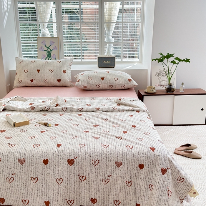 91家纺网 家纺一手货源 找家纺 星期八 2024新款全棉夏被四件套 心心相印