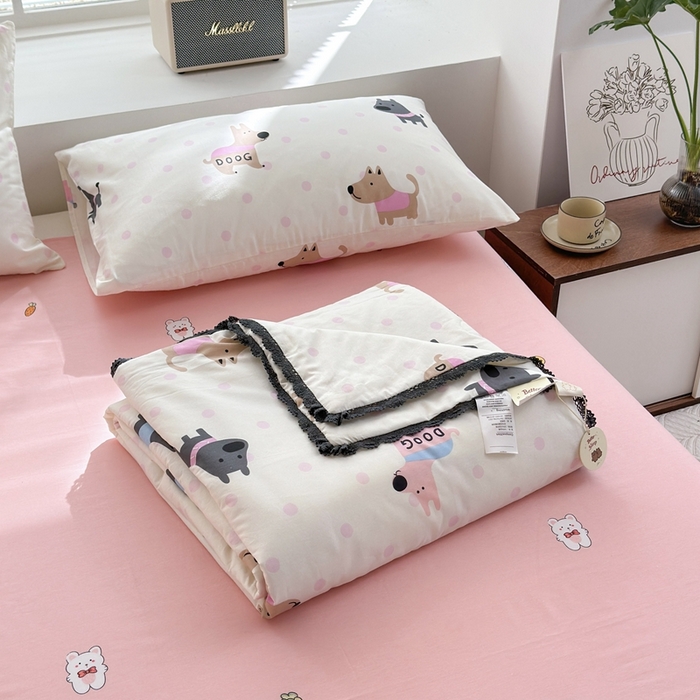 91家纺网 家纺一手货源 找家纺 星期八 2024新款全棉夏被四件套 旺仔