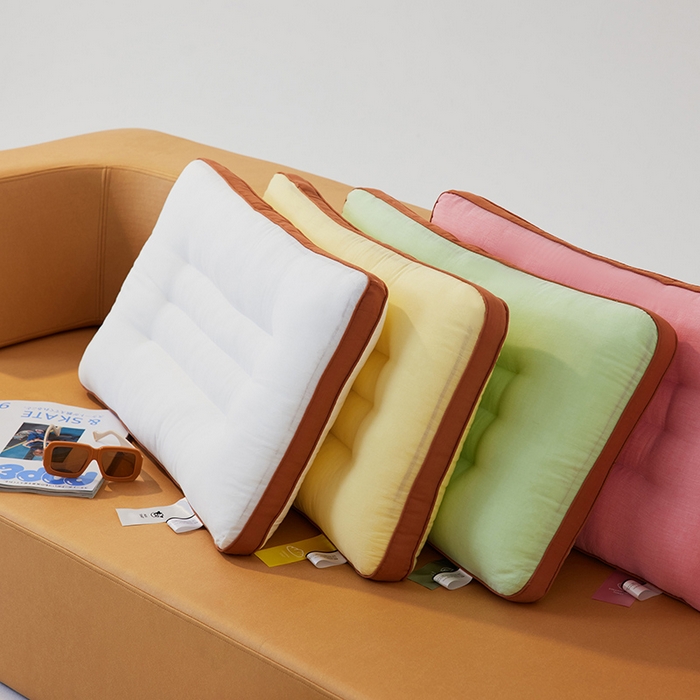 91家纺网 家纺一手货源 找家纺 安莱生活 2024新款5A抗菌早餐派创意系列枕芯-低枕-饼干枕 绿色48*74cm一只