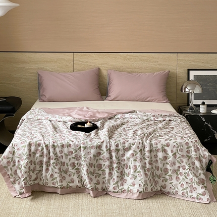 91家纺网 家纺一手货源 找家纺 顾里 2024新款60支天丝莱赛尔夏被 花恋粉