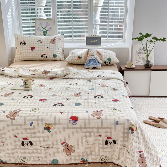 91家纺网 家纺一手货源 找家纺 星期八 2024新款全棉夏被四件套 姜饼人