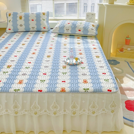 91家纺网 家纺一手货源 找家纺 （总）米帛家纺 2024新款A类凉感丝卡通乳胶凉席床裙款
