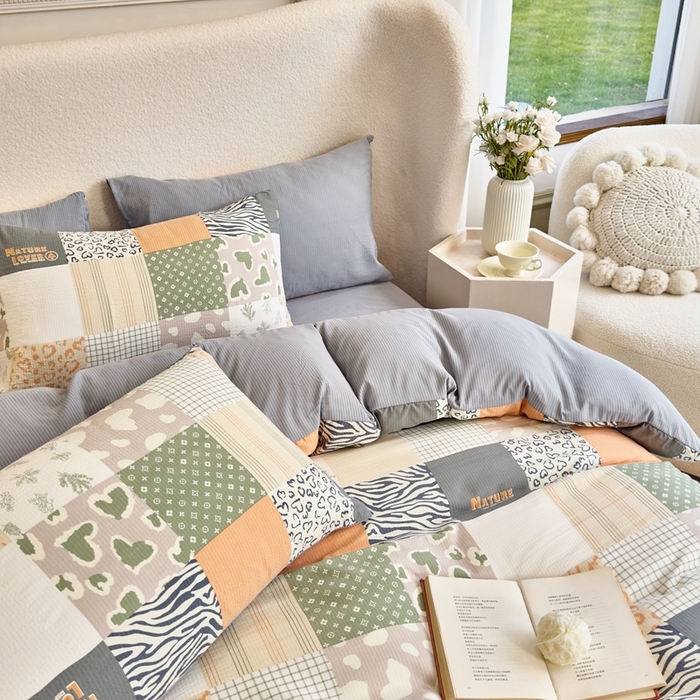 91家纺网 家纺一手货源 找家纺 富之航家纺 2024新款提花泡泡棉四件套 柏拉图