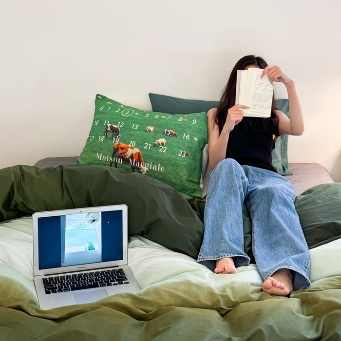 91家纺网 家纺一手货源 找家纺 艾沁家纺 2024新款40支全棉渐变色混搭四件套 渐变绿