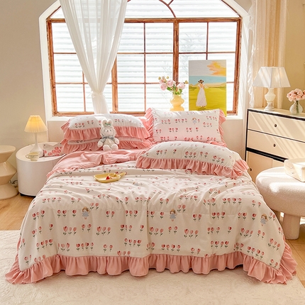 慕梵 2024新款泡泡棉夏被四件套 郁金香