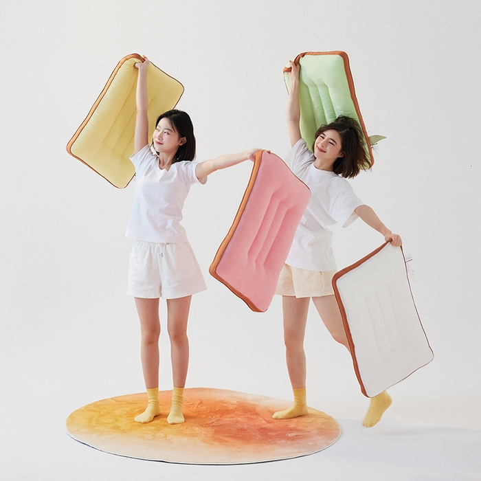 91家纺网 家纺一手货源 找家纺 安莱生活 2024新款5A抗菌早餐派创意系列枕芯-低枕-饼干枕 黄色48*74cm一只