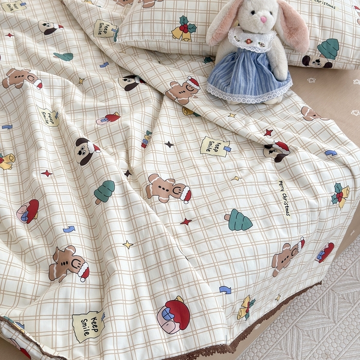 91家纺网 家纺一手货源 找家纺 星期八 2024新款全棉夏被四件套 姜饼人