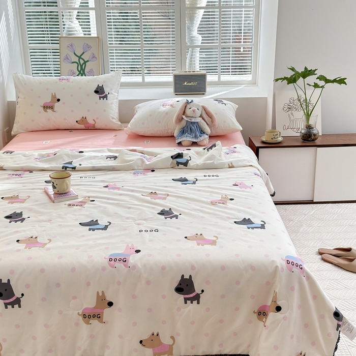 91家纺网 家纺一手货源 找家纺 星期八 2024新款全棉夏被四件套 旺仔