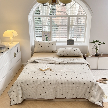 91家纺网 家纺一手货源 找家纺 星期八 2024新款全棉夏被四件套 甜心