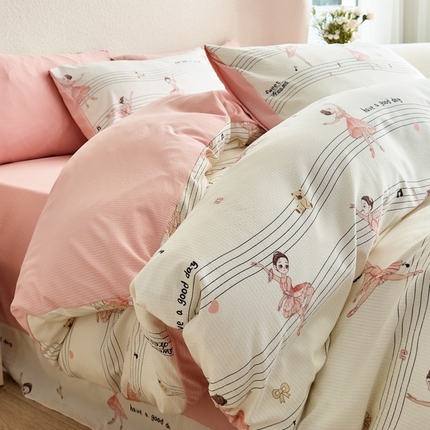 富之航家纺 2024新款提花泡泡棉四件套 芭蕾女孩