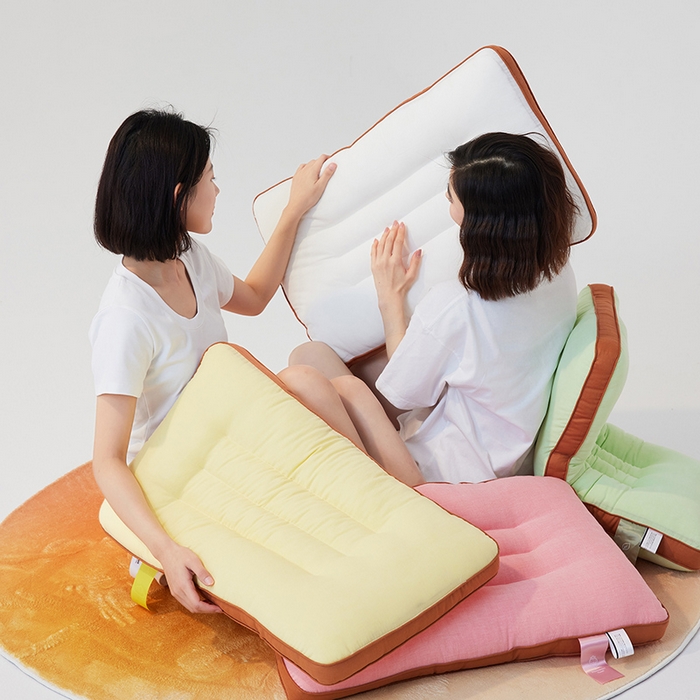 91家纺网 家纺一手货源 找家纺 安莱生活 2024新款5A抗菌早餐派创意系列枕芯-低枕-饼干枕 绿色48*74cm一只