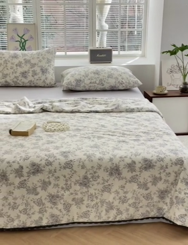 91家纺网 家纺一手货源 找家纺 星期八 2024新款全棉夏被四件套 白山茶