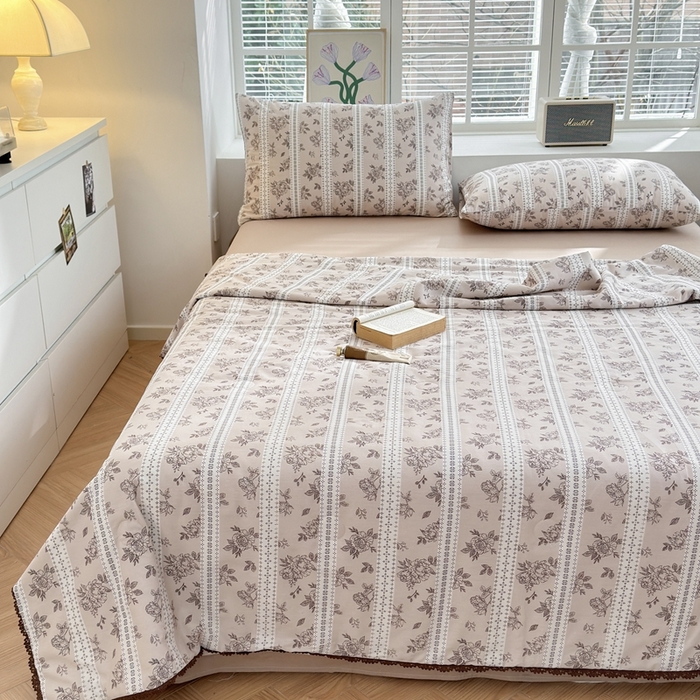 91家纺网 家纺一手货源 找家纺 星期八 2024新款全棉夏被四件套 繁花