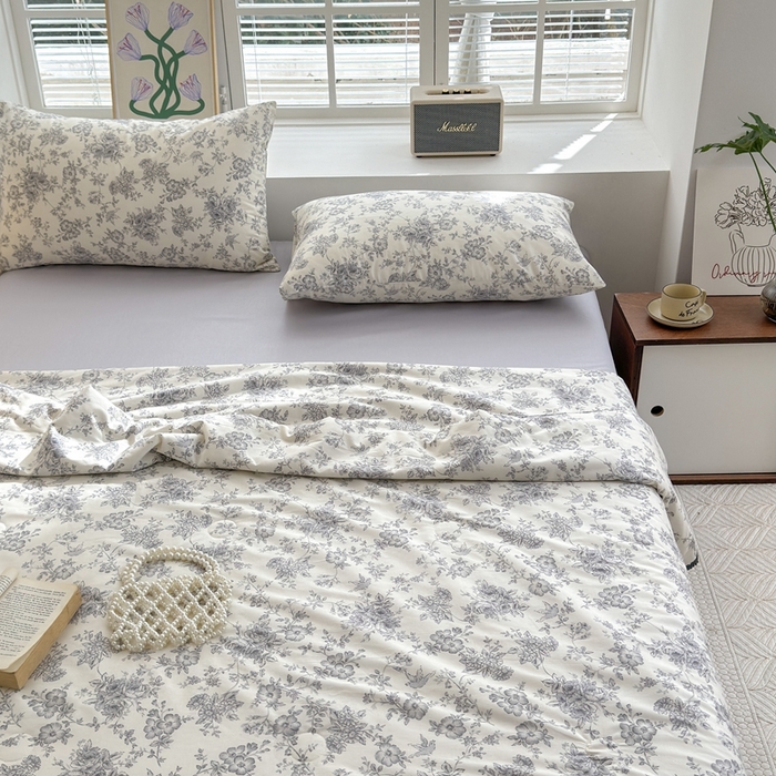 91家纺网 家纺一手货源 找家纺 星期八 2024新款全棉夏被四件套 白山茶