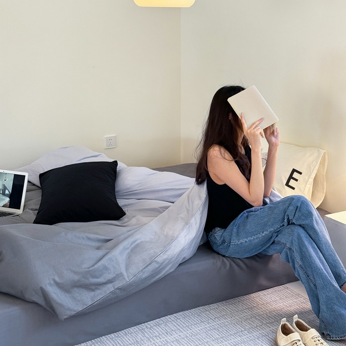 91家纺网 家纺一手货源 找家纺 艾沁家纺 2024新款40支全棉渐变色混搭四件套 渐变灰