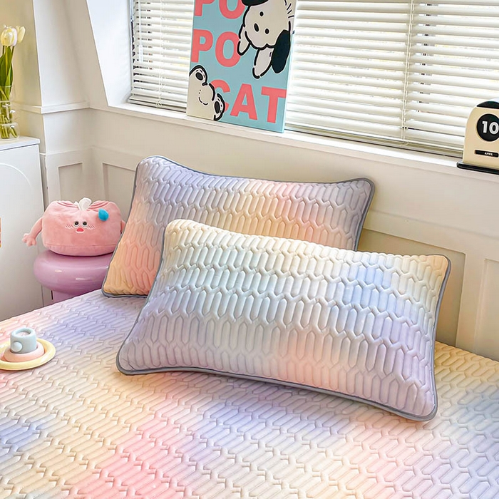 91家纺网 家纺一手货源 找家纺 米帛家纺 2024新款A类凉感丝卡通乳胶凉席-绑带款 星空