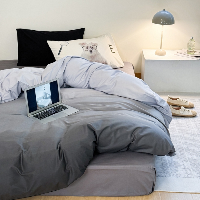 91家纺网 家纺一手货源 找家纺 艾沁家纺 2024新款40支全棉渐变色混搭四件套 渐变灰