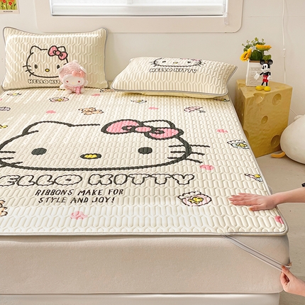 米帛家纺 2024新款大版三丽鸥A类凉感丝乳胶凉席-绑带款 大脸凯蒂猫