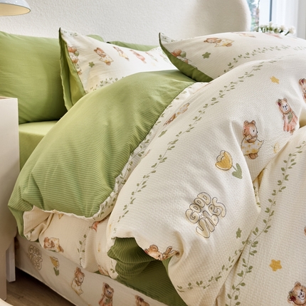 富之航家纺 2024新款提花泡泡棉四件套 爱丽丝