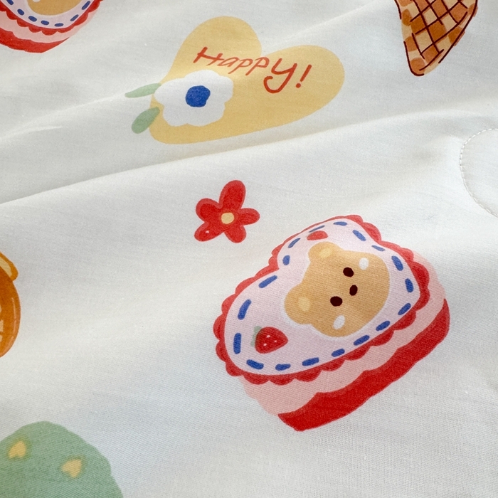 91家纺网 家纺一手货源 找家纺 星期八 2024新款全棉夏被四件套 甜甜圈