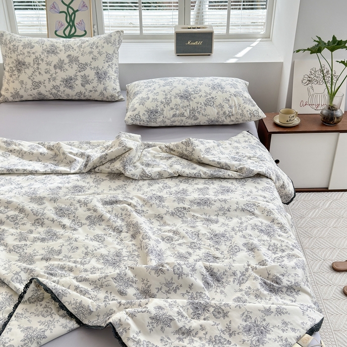 91家纺网 家纺一手货源 找家纺 星期八 2024新款全棉夏被四件套 白山茶