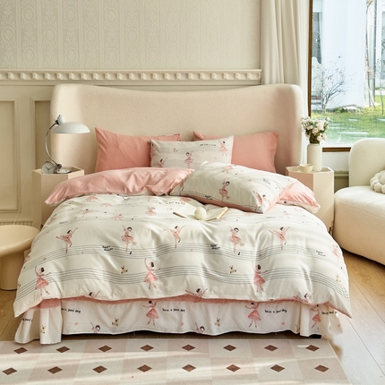 91家纺网 家纺一手货源 找家纺 富之航家纺 2024新款提花泡泡棉四件套 芭蕾女孩