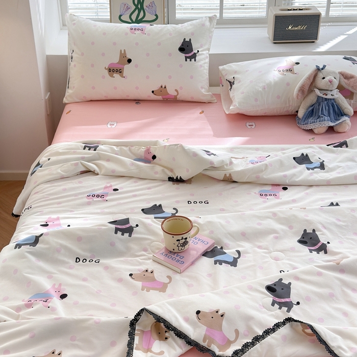 91家纺网 家纺一手货源 找家纺 星期八 2024新款全棉夏被四件套 旺仔