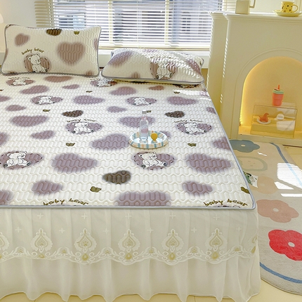 91家纺网 家纺一手货源 找家纺 （总）米帛家纺 2024新款A类凉感丝卡通乳胶凉席床裙款