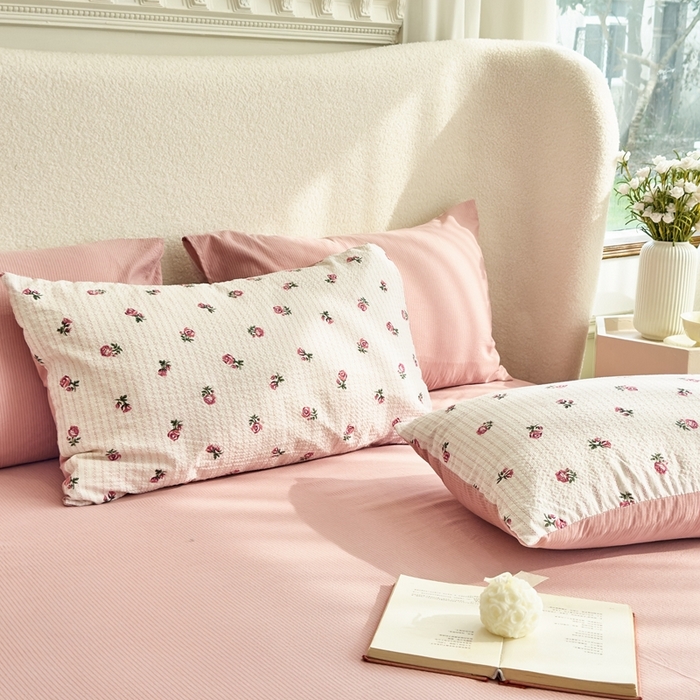 91家纺网 家纺一手货源 找家纺 富之航家纺 2024新款提花泡泡棉四件套 花季