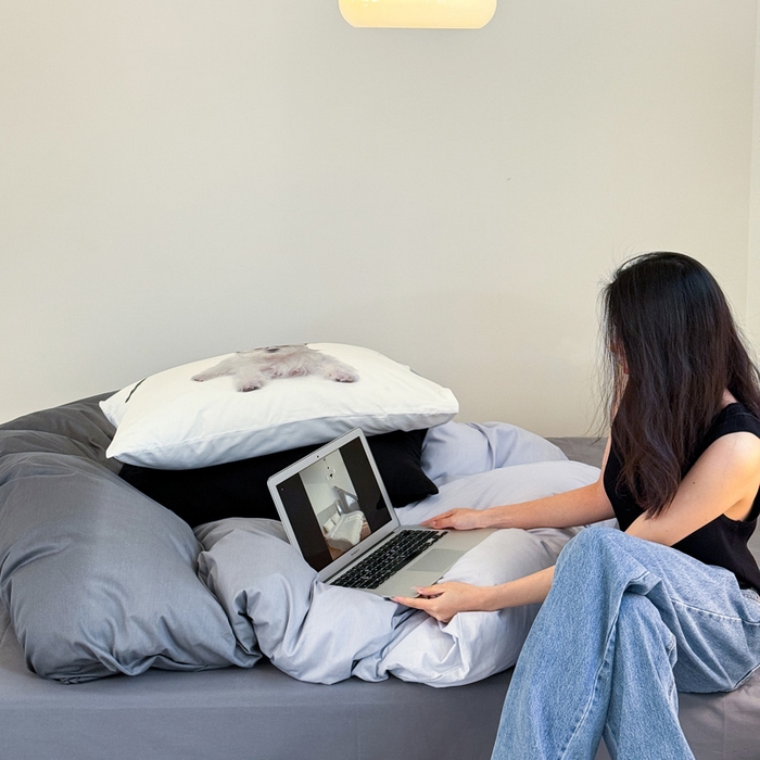 91家纺网 家纺一手货源 找家纺 艾沁家纺 2024新款40支全棉渐变色混搭四件套 渐变灰