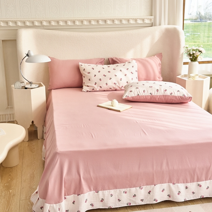 91家纺网 家纺一手货源 找家纺 富之航家纺 2024新款提花泡泡棉四件套 花季