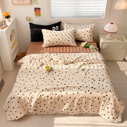 91家纺网 家纺一手货源 找家纺 迷尚 2024新款全棉双层纱大豆夏被 小樱桃