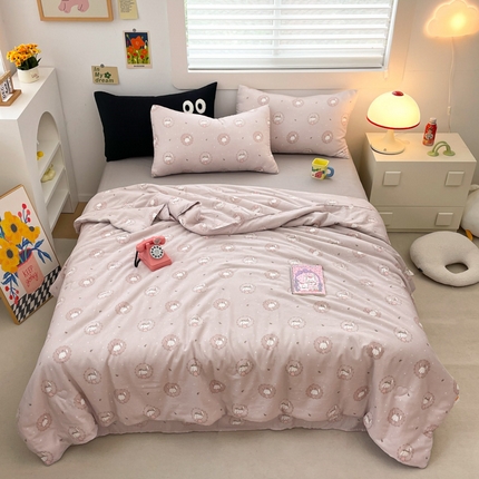 91家纺网 家纺一手货源 找家纺 迷尚 2024新款全棉双层纱大豆夏被 美美兔