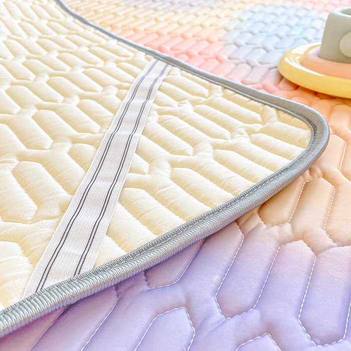 91家纺网 家纺一手货源 找家纺 米帛家纺 2024新款A类凉感丝卡通乳胶凉席-绑带款 星空