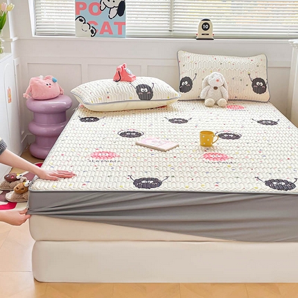 91家纺网 家纺一手货源 找家纺 （总）米帛家纺 2024新款A类凉感丝卡通乳胶凉席-床笠款