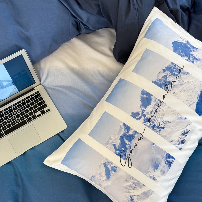 91家纺网 家纺一手货源 找家纺 艾沁家纺 2024新款40支全棉渐变色混搭四件套 渐变蓝