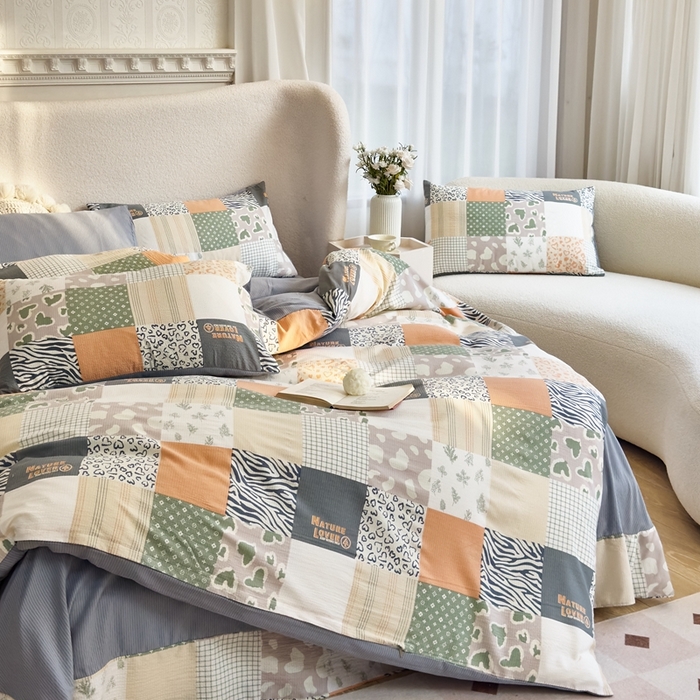 91家纺网 家纺一手货源 找家纺 富之航家纺 2024新款提花泡泡棉四件套 柏拉图