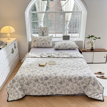 91家纺网 家纺一手货源 找家纺 星期八 2024新款全棉夏被四件套 白山茶